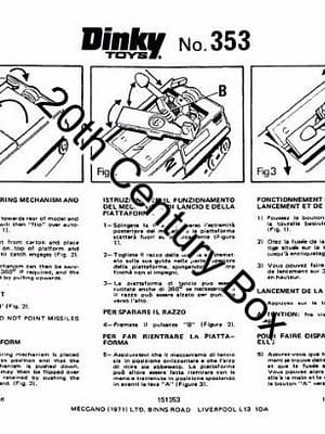 14426128.jpg Dinky Toys 353 Shado 2 Mobile Instruction Sheet